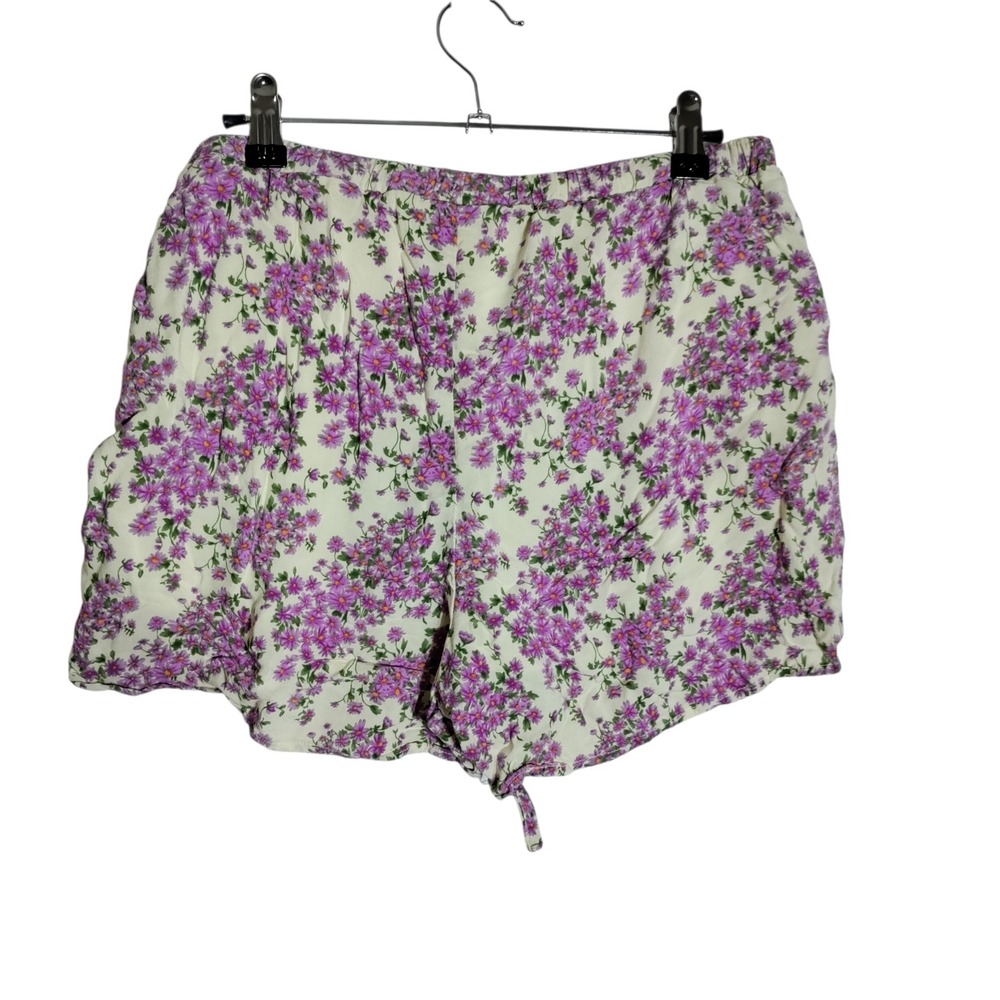 Heartloom Womens Floral Rayon Shorts Cream Purple Size Medium 213fe7tBM1